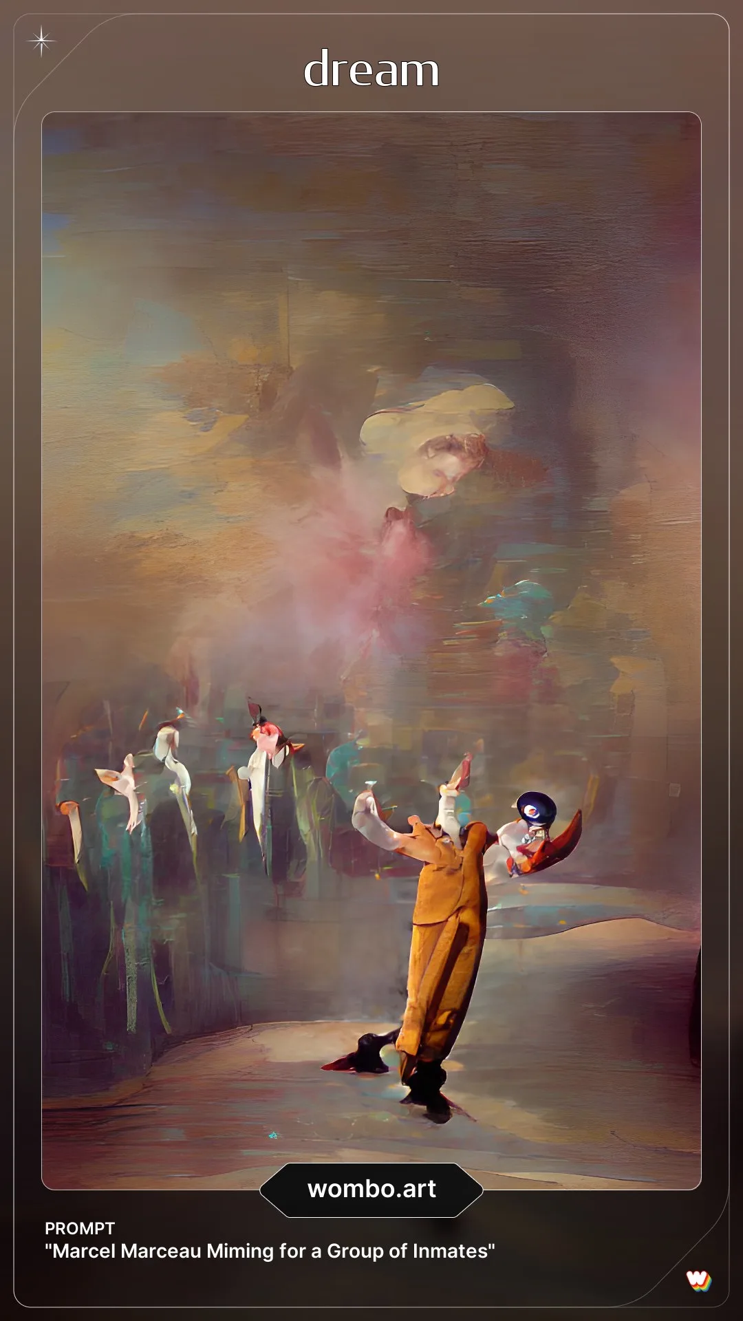 Marcel Marceau miming for a group of inmates