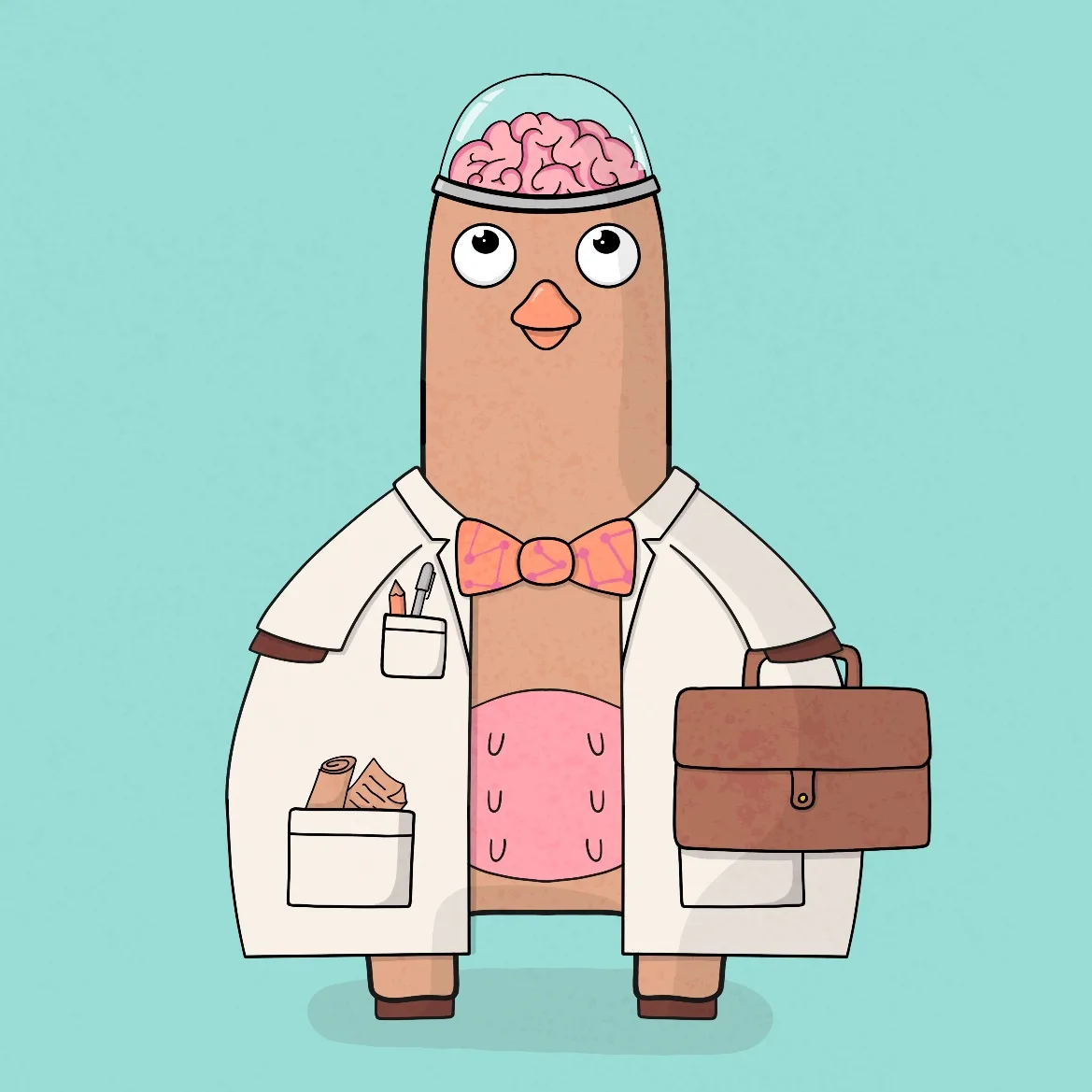 Professor Cowduck — a fictional animal designed by Kat Lynas.