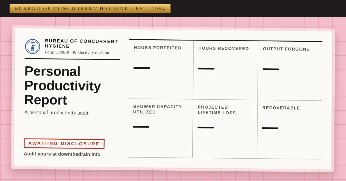 The Personal Productivity Report form on pink bathroom tile, awaiting disclosure.