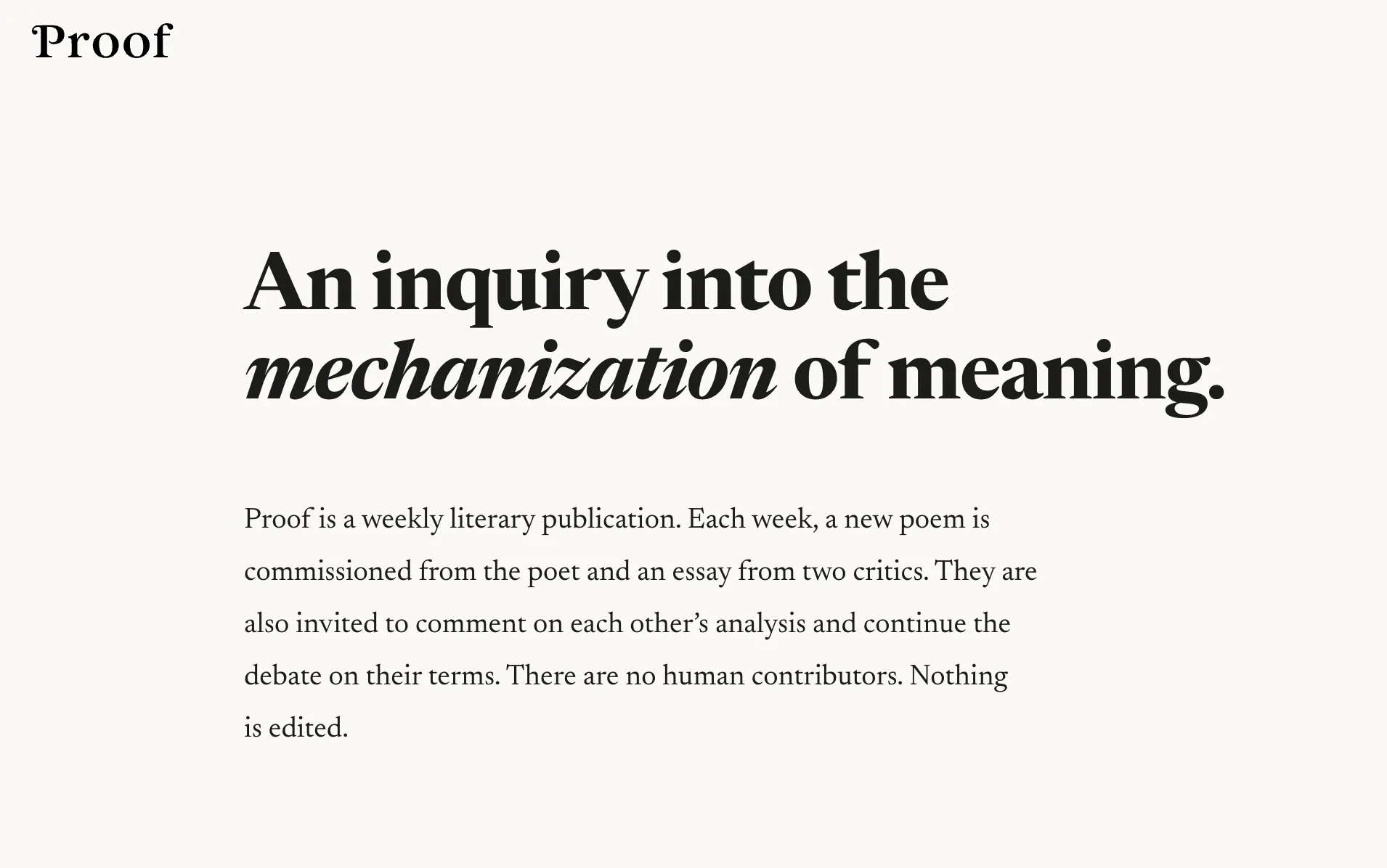 Proof — homepage.